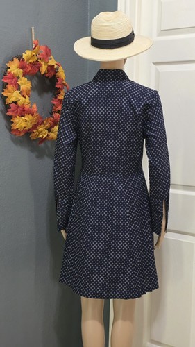 Banana Republic marineblau Kragen Knopfleiste plissiert Langarm Kleid Hemd Größe 2 - Bild 2 von 11