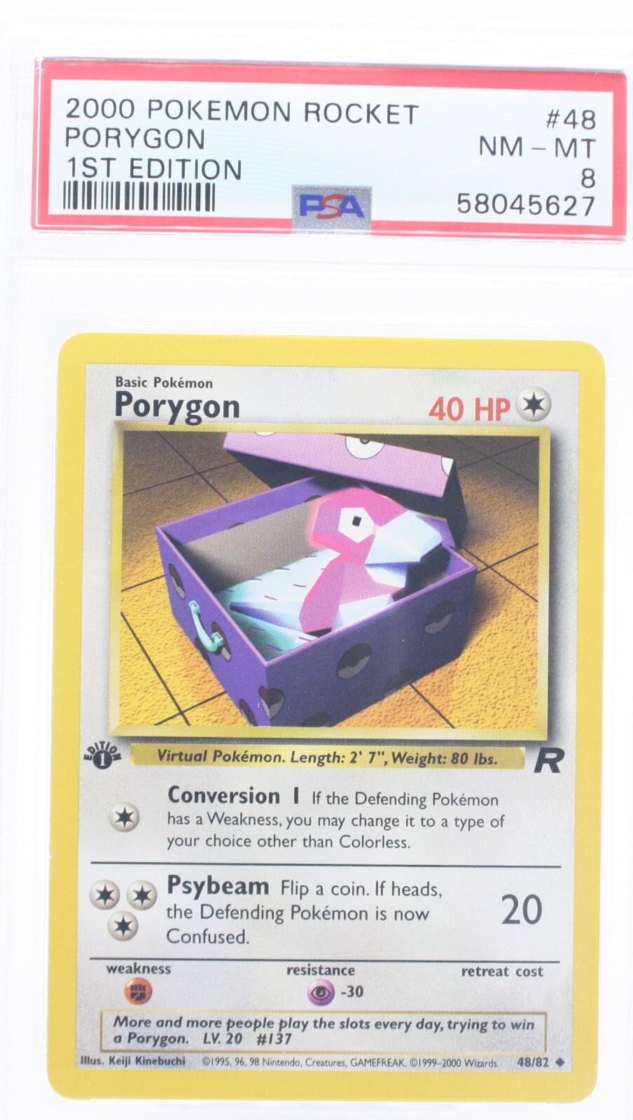 PSA 8 NEAR MINT-MINT 2000 Pokémon Team Rocket #48 Porygon 1st Edition !!!