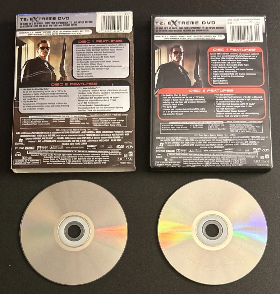T2 Terminator Two Extreme DVD Edition 2-Disc Set Metal Cover Steelcase 2003 Used - Image 2 of 4