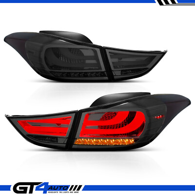 For 2011 2012 2013 Hyundai Elantra 4Dr Sedan LED Tube Smoke Tail lights Set