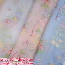 Flower Embroidered Tulle Lace Fabric Mesh DIY Clothing Wedding Dress By The Yard
