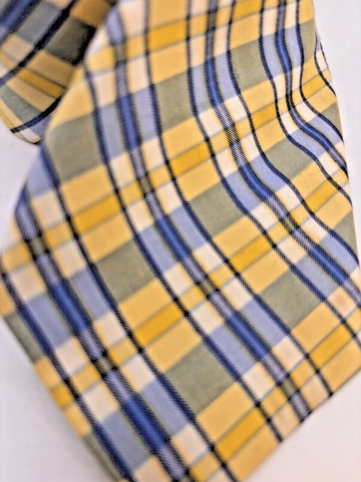 NAUTICA Primavera Verano Hombre Corbata Cuello Amarillo Azul Cuadros Seda + Mezcla Algodón Foto 4 de 4