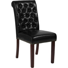 Black Faux Leather Parsons-Style Dining Chair