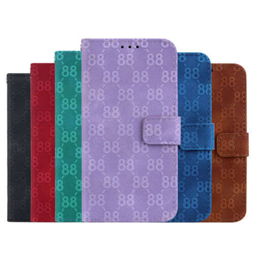For Samsung A91 A81 M31 Note 9 10 20 Leather Press Number Eight Wallet Flip Case - Picture 1 of 12