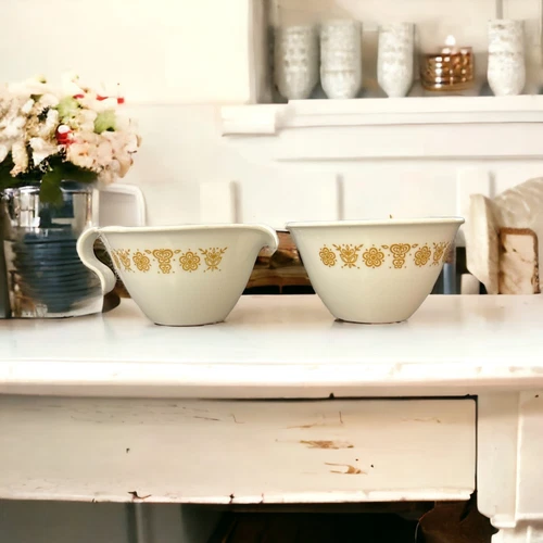 2 pc set Vintage Corelle Butterfly Gold Creamer and Sugar Bowl! Free Shipping!!