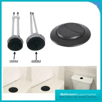 TAVISTOCK Matt Black Round Dual Toilet Flush Button for Close Coupled WCs 48mm -38mm Hole