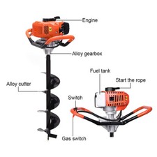 62CC Post Hole Digger Earth Auger w/ 4 Bits (...