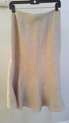 S.Oliver Selection 100% Linen Midi Skirt A-Line Women EU36 Waist 30'' Lined EUC