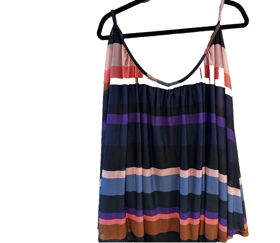 H & M floaty chiffon lined camisole top, deep stripes. UK size 4XL, in VGC - Image 2 of 4