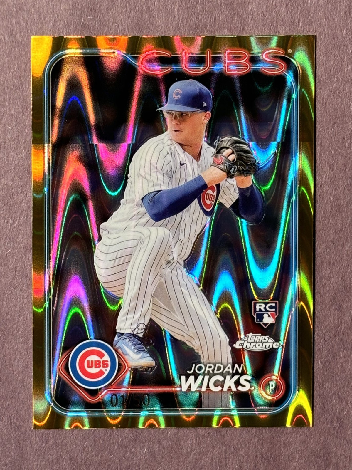Jordan Wicks 2024 Topps Chrome RC #67 Gold RayWave Refractor /50 CUBS