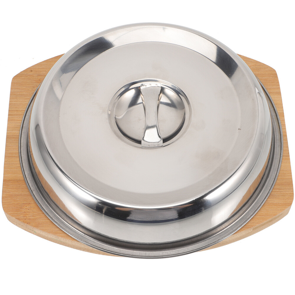 Stainless Steel Japanese Frying Pot Cast Iron Fajita Wood Base eBay