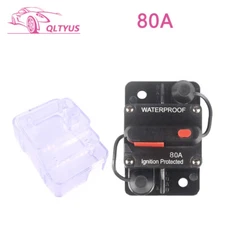 80A Circuit Breaker W/Manual Reset Switch and waterproof shell Fuse Holder Red