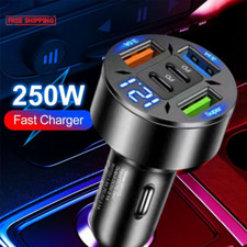250W 5 Ports Car Charger Fast Charging PD QC3.0 USB C Car Phone Charger Type C A