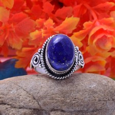 Dazzling Blue Lapis Lazuli Gemstone 925 Sterling Silver Ring All Size