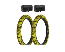 ALTALINE Bicycle 20" x 2.35 Black/Yellow Semi-Slick Tread (2) TIRES & TUBES