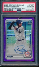 PSA 10 EVERSON PEREIRA AUTO 2020 Bowman Chrome PURPLE REFRACTOR /250 RC GEM MINT
