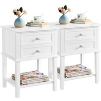 2Er Set Nachttisch Nachtschrank Kommode Mit 2 Schublade Ablage Schlafzimmer Wei?