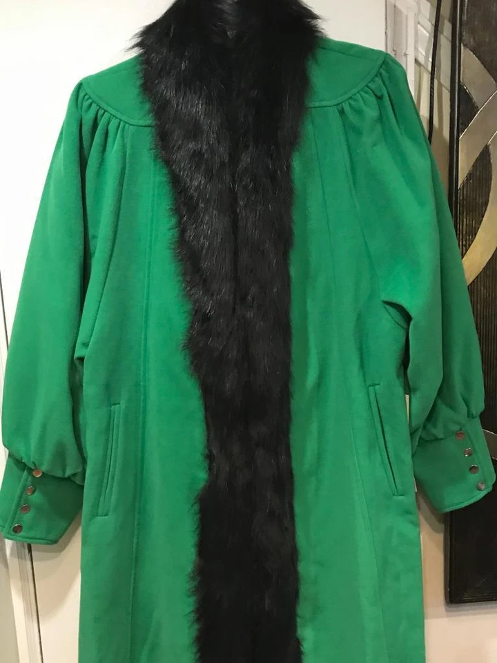 Abrigo largo con ribete de piel sintética esmoquin de invierno para mujer más etiqueta M y ajuste L XL Foto 4 de 4