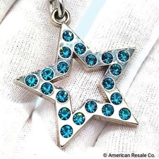 COACH Vintage Star Keychain Fob Purse Charm with Blue Swarovski Crystals F92662