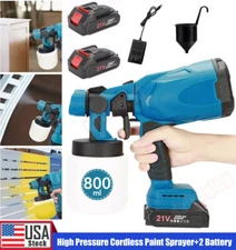 High Pressure Cordless Paint Sprayer With 2 Batteries Electric HVLP Spray Gun US