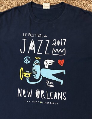 Le Festival Du Jazz New Orleans 2017 Jazz Angel Blue T-Shirt Size