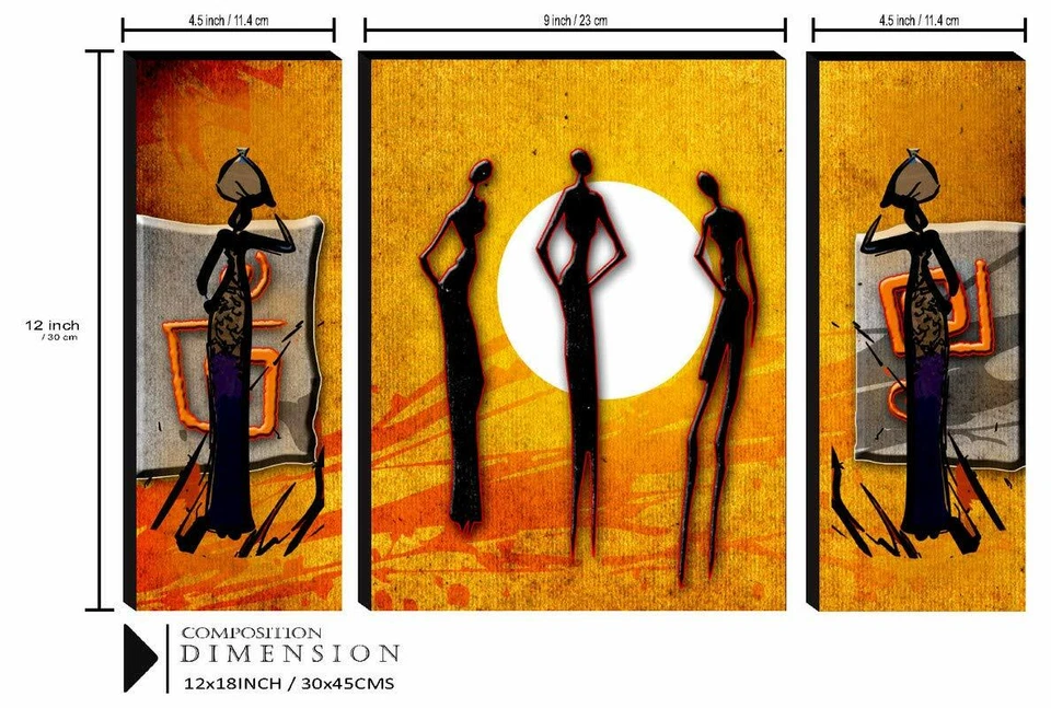 Set Mit 3 Traditionell Damen Modern Kunst UV Texturiert Malerei 30.5cm X 45.7cm - Bild 3 von 3