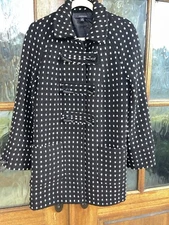 vintage Chadwicks Black & Whit Wool Houndstooth mid length Coat Size 10
