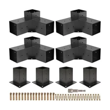 Grehitk Pergola Kit, Pergola Brackets 3-Way Right Angle Corner Bracket Woodwo...