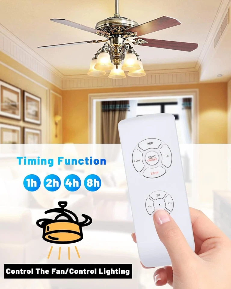 Universal Wireless Remote Control and Receiver Kits for Ceiling Fan Lamp Home - Image 4 of 4