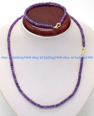 Natürlich 2x4mm Facettiert Lila Jade Edelstein Rondelle Perlen Halskette Armband
