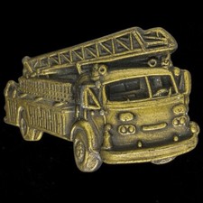 Fire Truck Fighter Firefighter Fireman Volunteer Gift 80s Vtg Belt Buckle O180