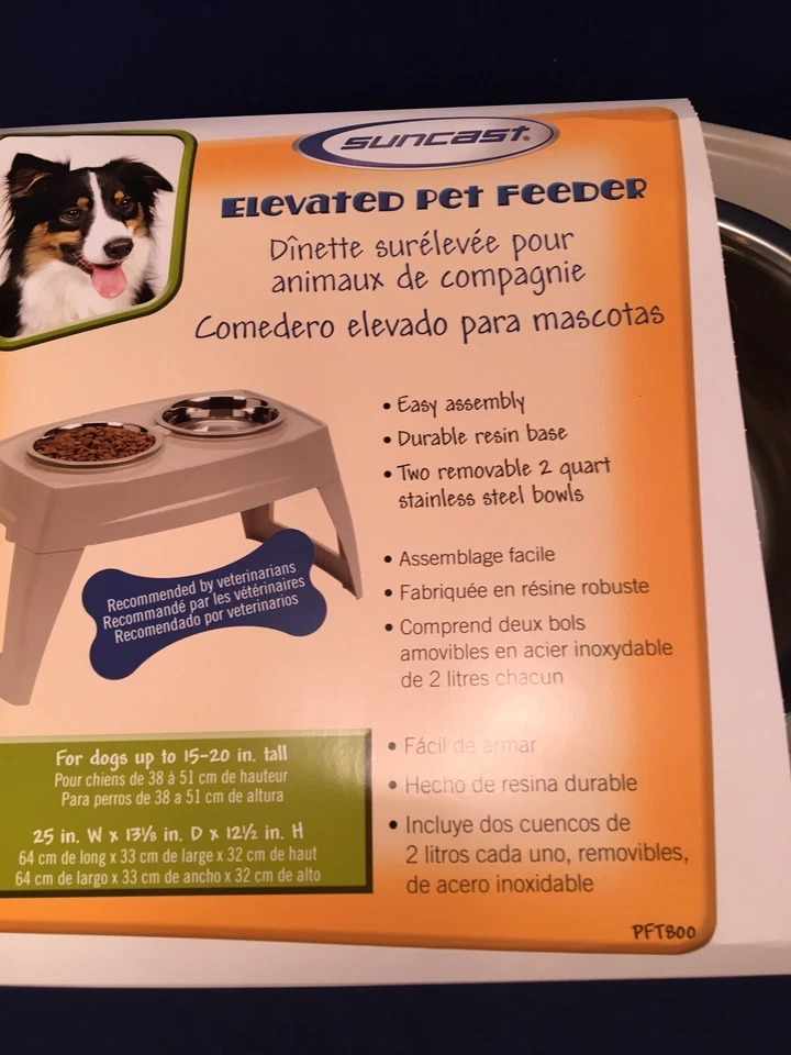 New Suncast PFT800 Compact Elevated Pet Feeder Feeding Tray Removable 8" Bowls   - Image 3 of 4