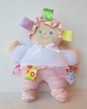 Taggies Pink Baby Girl Doll Lovey Doll with Sewn Eyes Plush Satin PD52
