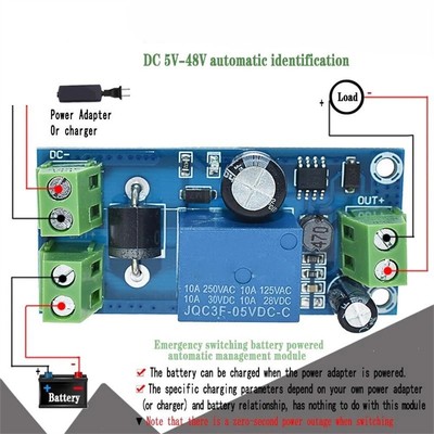 YX850 10A Stromausfall Automatisches Schalten Standby Batterie DC 5V-48V Modul