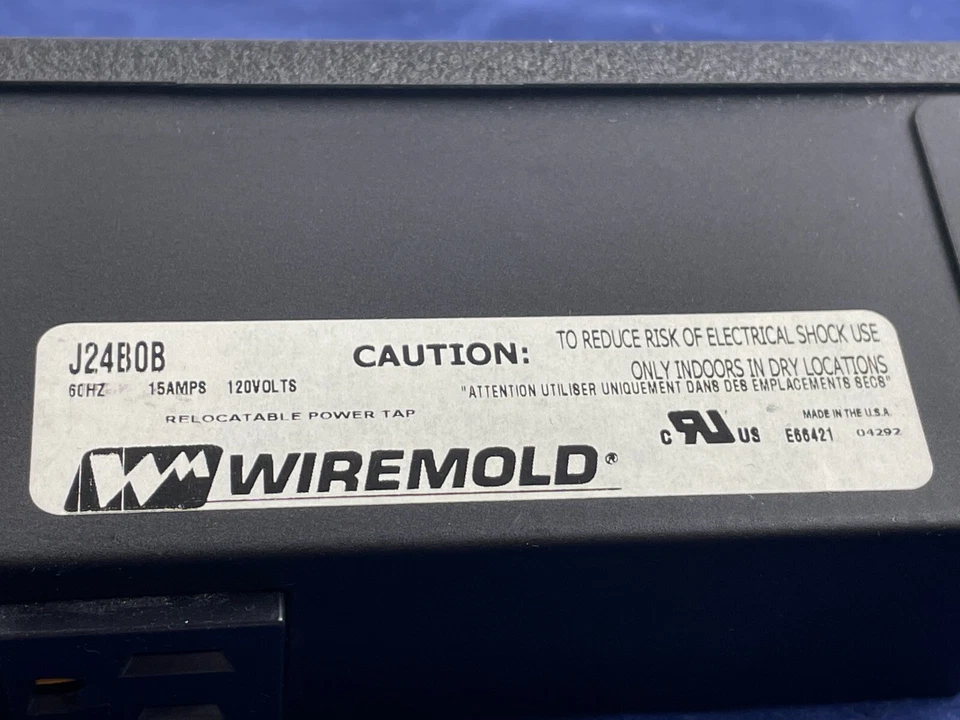 J24B0B Wiremold Rack Mount 6 Outlets 3 5-15R Power Strip - Image 3 of 3