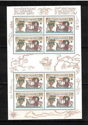 s43473 TSCHECHOSLOWAKEI EUROPA CEPT 1992 MNH ** MS Columbus America Discovery