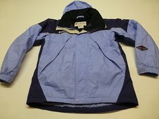 Columbia Coat Girls Size 14/16 Blue Fleece Lined Concealed Hood Good Condition