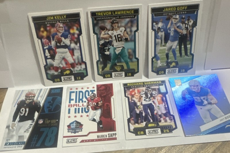 🟣Score & Elite NFL Football Trading Card Lot Jim Kelly Lawrence 7 Cards