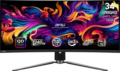 MSI MPG 341CQPX QD-OLED 34'' UWQHD Gaming Monitor, 240Hz/0.03ms HDR 400 G-SYNC