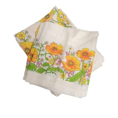 JCPenney Fashion Manor Floral Curtain Lot 70s Yellow Orange Cottagecore Grandma