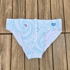 Arena men white blue print Fireflow swim brief swimwear swimsuit size 38
