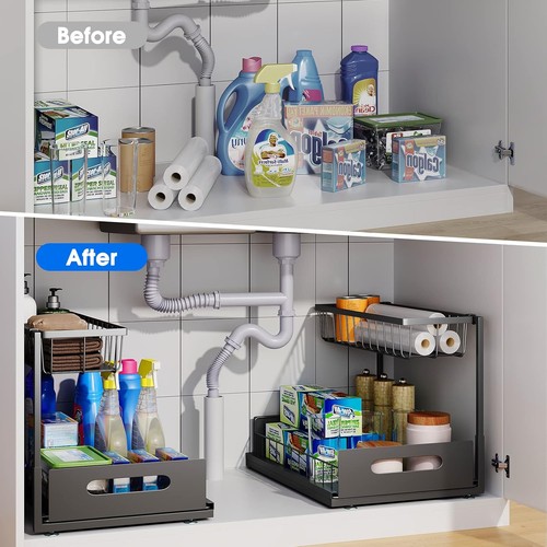 Under Sink Organizer, 2 Tier under Sink Organizers and Storage Multi-Purpose und - Picture 3 of 11