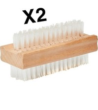 Wooden Nail Brush Pack of 2 – Double-Sided Hand and Nail Cleaning Brush with Fir