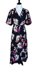 Japna Dress Women's Large Floral Print Midi Wrap Boho Midi Casual Festival Sz M