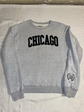New York Popular XL CHICAGO Heather Gray Embroidered Sweatshirt Crewneck