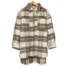 BEAMS HERT Check Pattern Shaggy Jacket in Beige Women USED