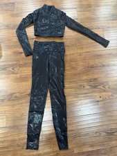 Balera Black Metallic Dance Wear 2pc Set - Adult Small