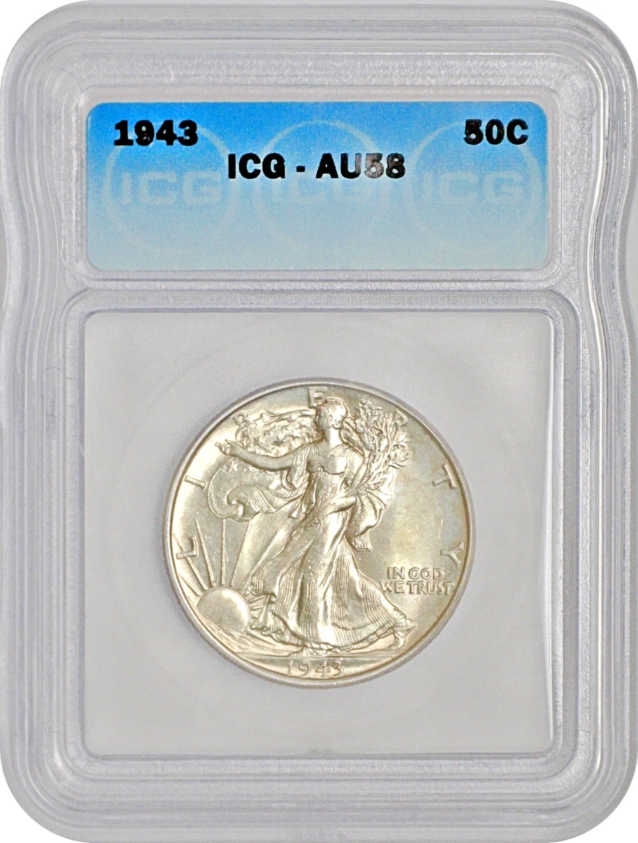 AU 58 Graded 1943 Year Liberty Walking Half Dollars (1916-1947