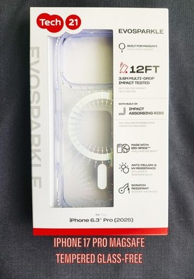 FOR APPLE IPHONE 17 PRO TECH21 EVOSPARKLE/MAGSAFE-CASE/TEMPERED GLASS