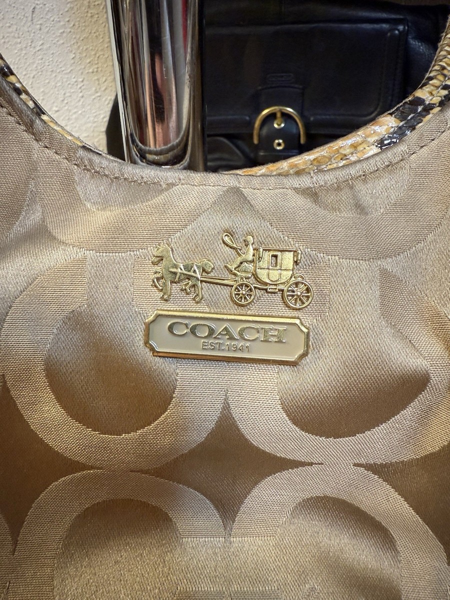 COACH Handbag #17689 Maggie Madison Op Art Snake Print Trim